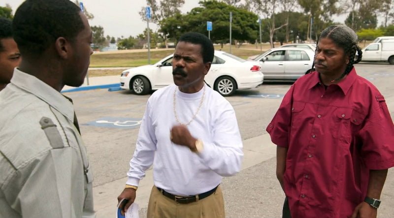 Bishop Gibson talks to a young gangbanger in Compton