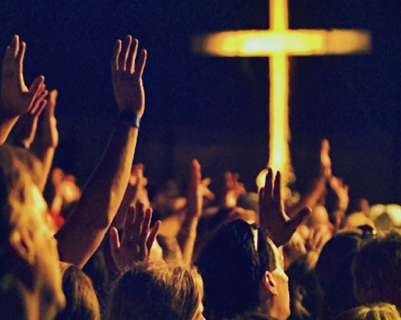 worship hands raised cross