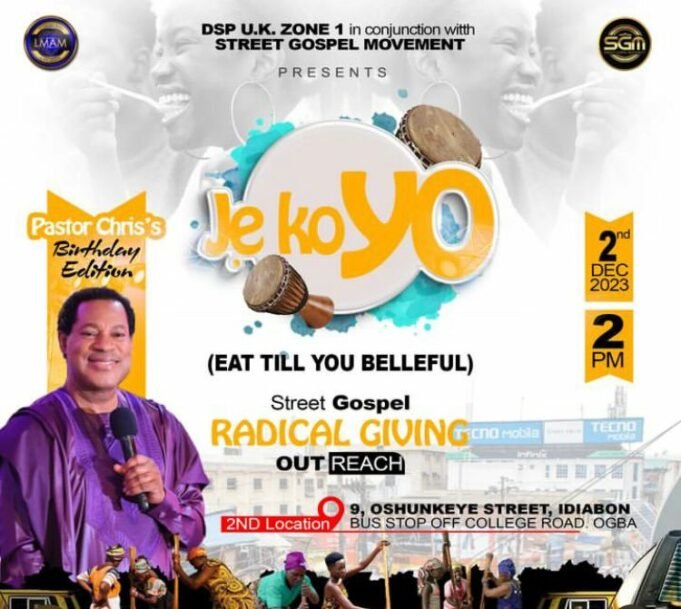 Testimony Jaga’s Street Gospel Radical Giving Outreach “Je Ko Yo” In Honor Of Pastor Chris Oyakhilome’s Birthday Kicks Off Testimony Jaga Street Outreach
