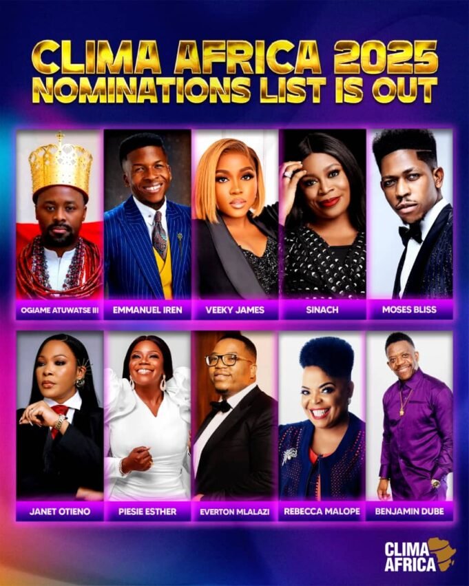 Pastor Iren, Sinach, Veekee James & More Leads CLIMA Africa 2025 Awards Nomination List - Pastor Iren, Sinach Leads CLIMA Africa 2025 Nomination List